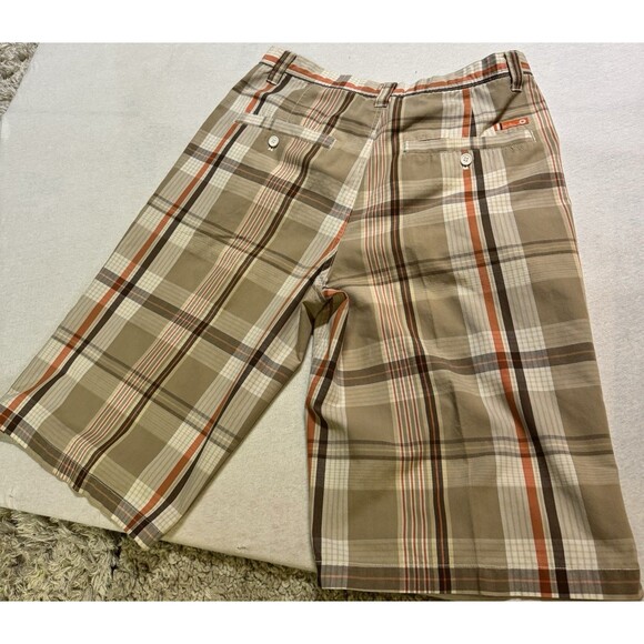 Y2K Southpole Shorts Mens 34 Plaid Orange Lightweight Hip Hop Streetwear Baggy - Picture 4 of 8